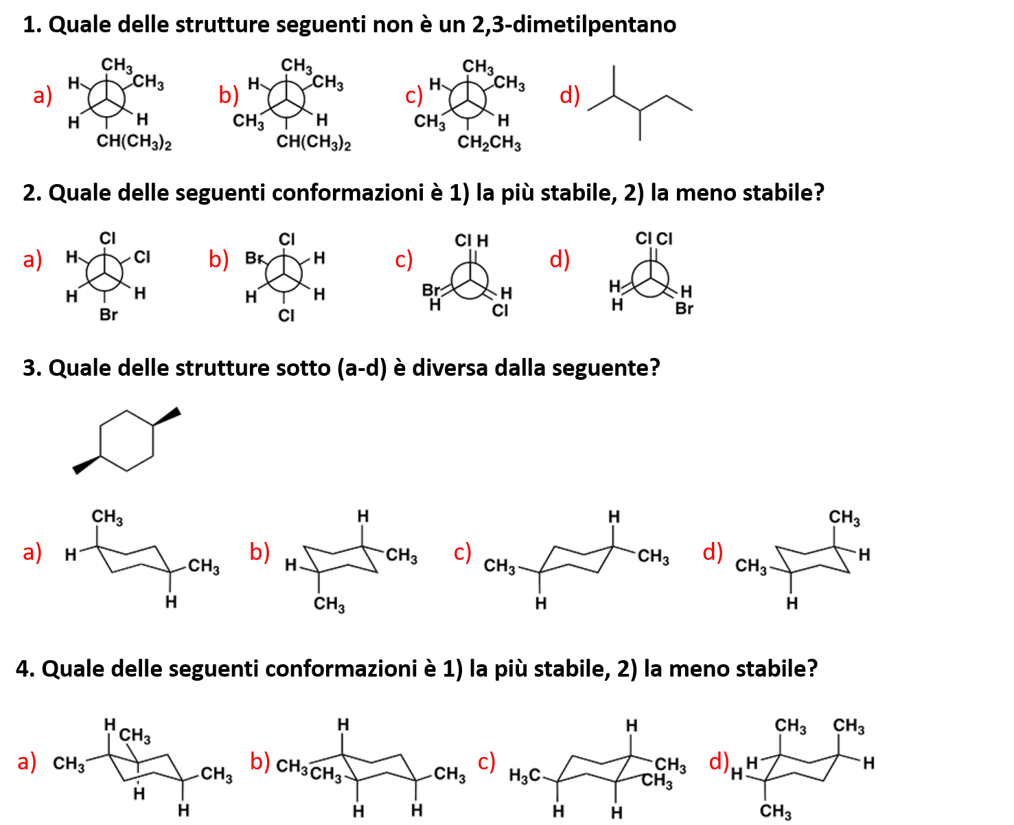Altri esercizi su analisi conformazionale | Chimica Organica-DiSTABiF